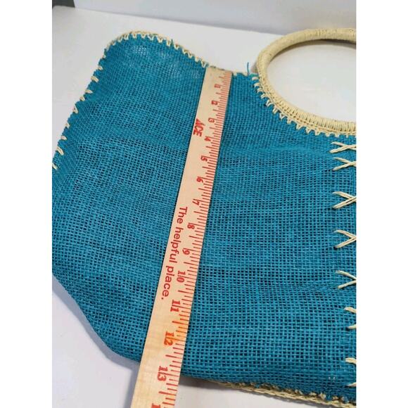 Cappelli Straworld Tote Bag, Gorgeous Blue (Torquise) with Button Accent,Beach - Picture 4 of 7